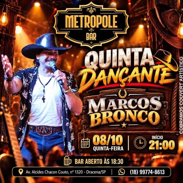 Flyer: Quinta Dançante com Marcos Bronco, 08/10
