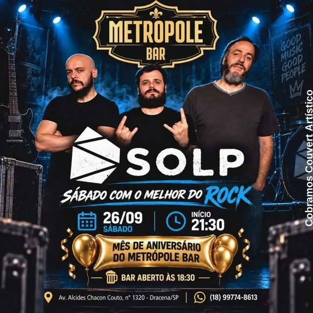 Flyer: SOLP, rock, sábado 26/09