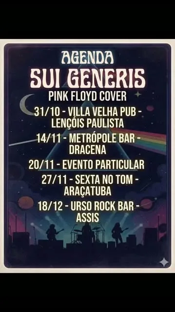 Agenda Sui Generis, Pink Floyd Cover, 14/11 no Metropole